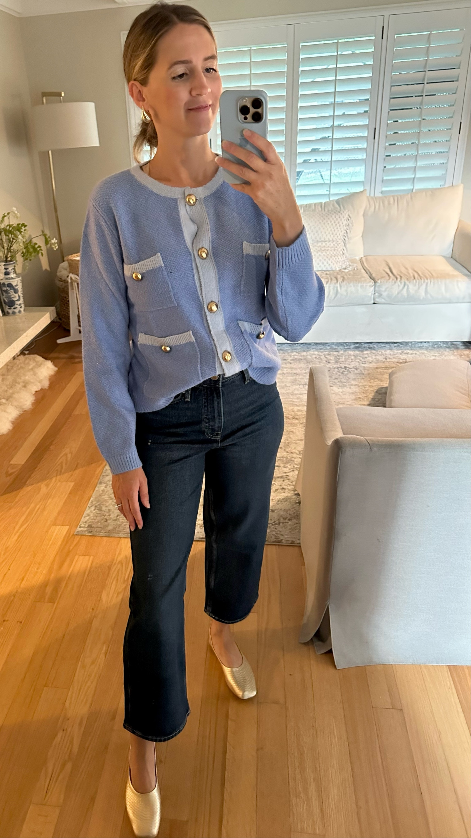 This entire outfit is @walmartfashion seriously so chic and affordable. This sweater! I’m kicking myself for not ordering the navy too. The jeans are $14! Gold flats to go with everything! 

#LTKunder50 #LTKstyletip #LTKFind