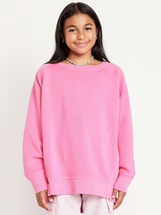 Oversized Long-Sleeve Tunic Sweatshirt for Girls | Old Navy (US)