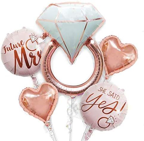32 inch Diamond Ring Foil Balloon 22inch Rose Gold She Said Yes Balloon Future Mrs Foil Balloons Ros | Amazon (US)