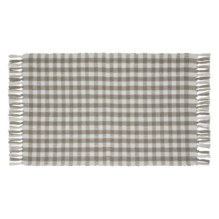 My Texas House Taupe Gingham Fringe Indoor/Outdoor Layering Rug, 24" x 38" | Walmart (US)