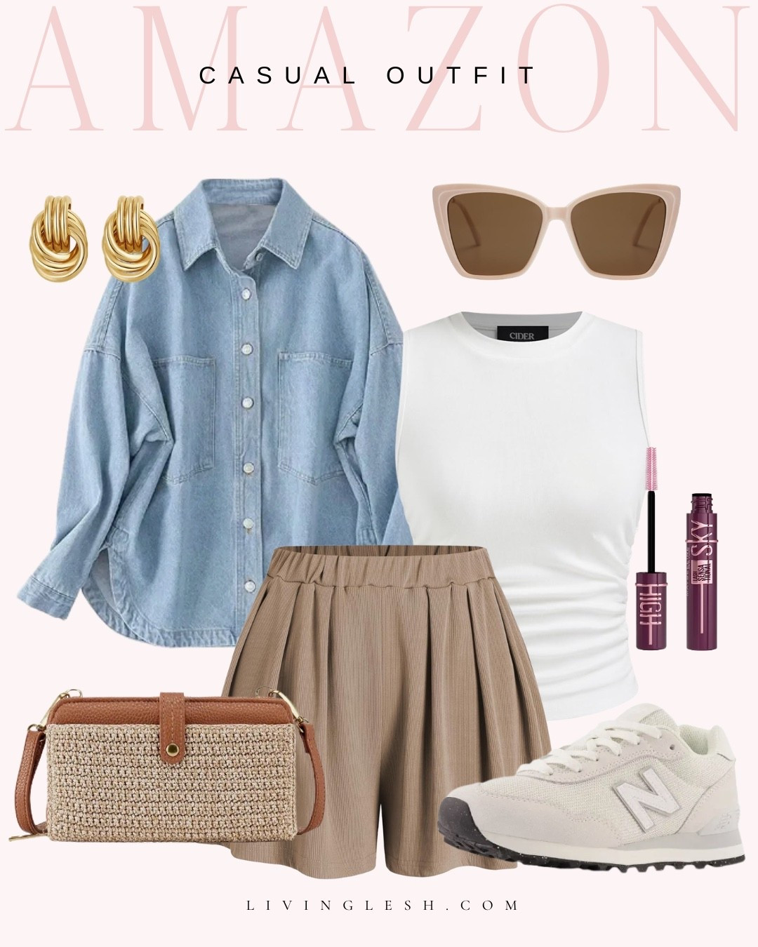 Amazon fashion | Amazon finds | Spring outfit | Casual outfit | Casual style | Shorts | Denim top | Sneakers | Weekend outfit | Weekend style | crossbody bag | mascaraa

#LTKootd #LTKdayinmylife