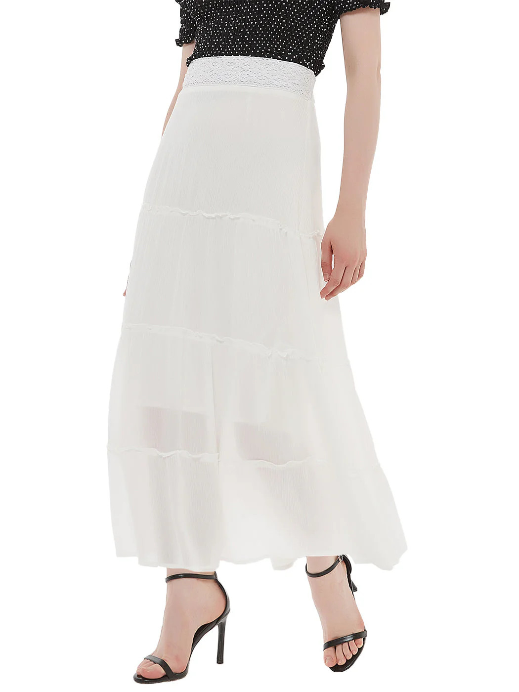 Maxi Bohemian Layered Skirt by Anna-Kaci Small 4-6 / White | Casual Chic Boutique