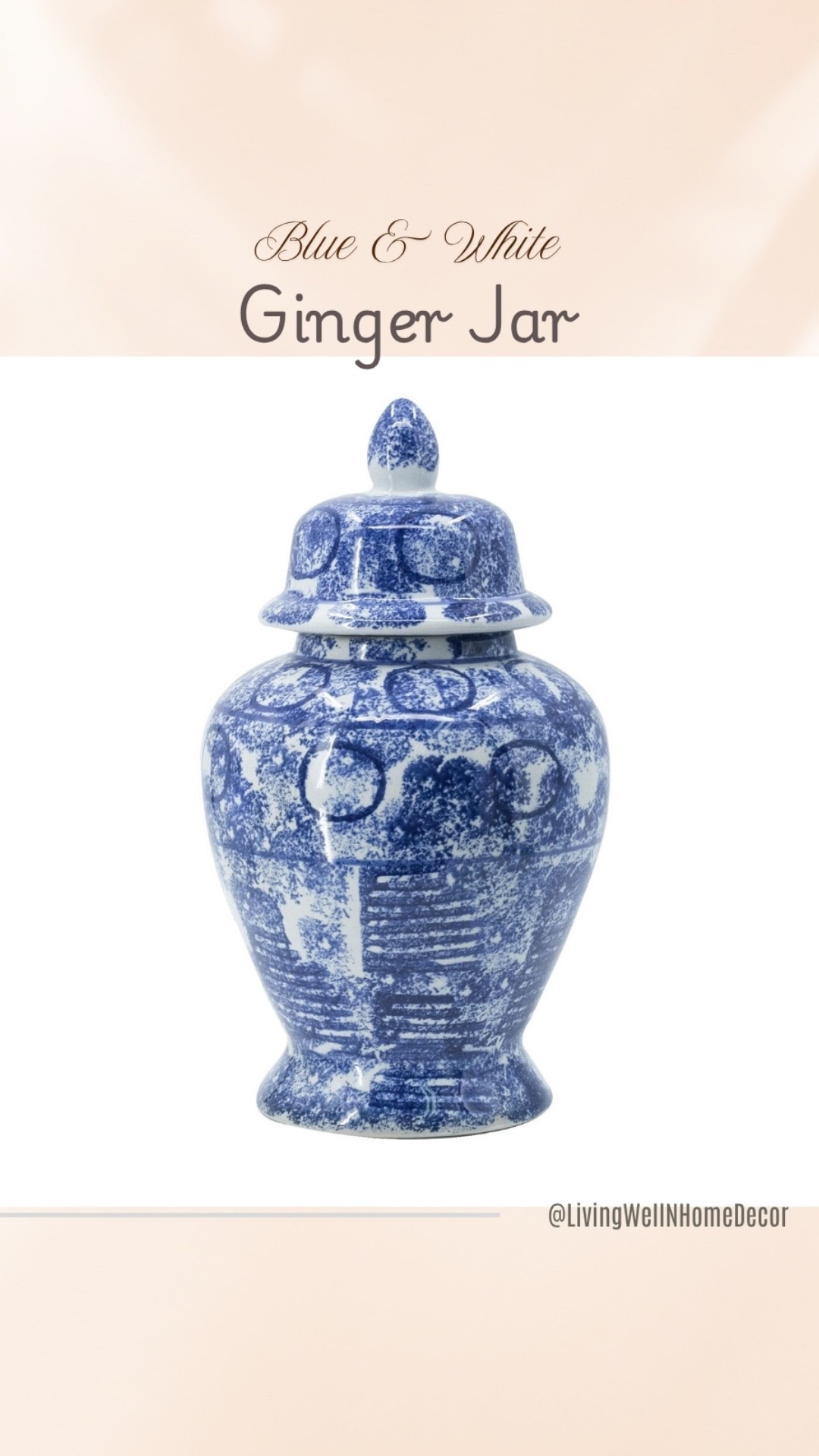 Lid closure with a decorative finial ornament
Classic tall curved design with abstract printing
Dimension: 10L x 10W x 16.9H
Found it on Amazon !

#LTKStyleTip #LTKFindsUnder100 #LTKHome