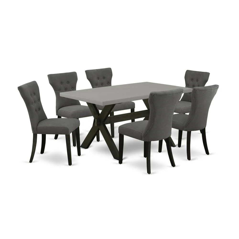 7-Piece Rectangular Dining Table Set - 6 Parson Chairs and a Rectangular Dining Table Hardwood Frame | Shop Simon