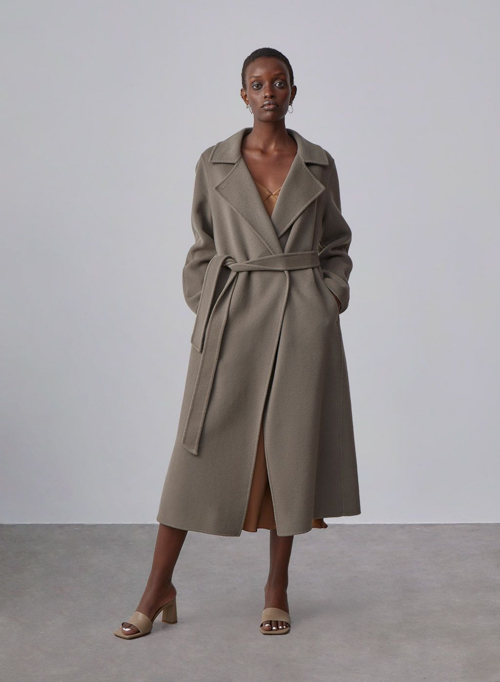 Maison Earth-Tone Belted Wool Coat | Silk Maison