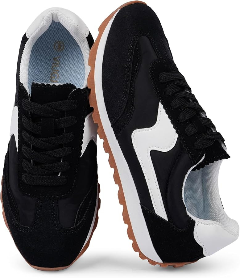VIUGJNEX Women's Sneakers Comfortable Lace Up Tennis Shoes, Slip On Fashion Sneakers for Women | Amazon (US)
