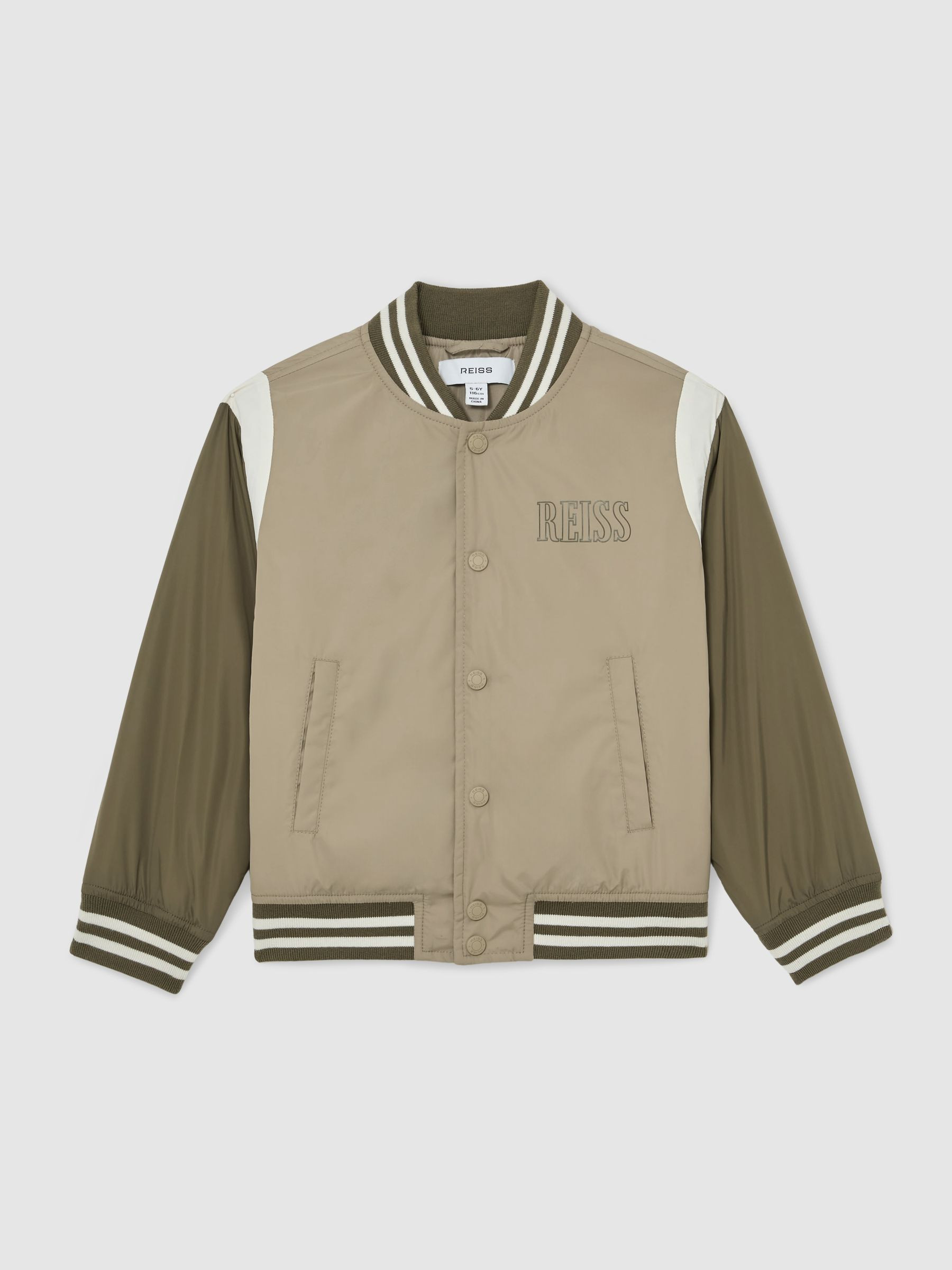 Reiss 3-9 yrs Colour-Block Bomber Jacket in Green - REISS | Reiss UK