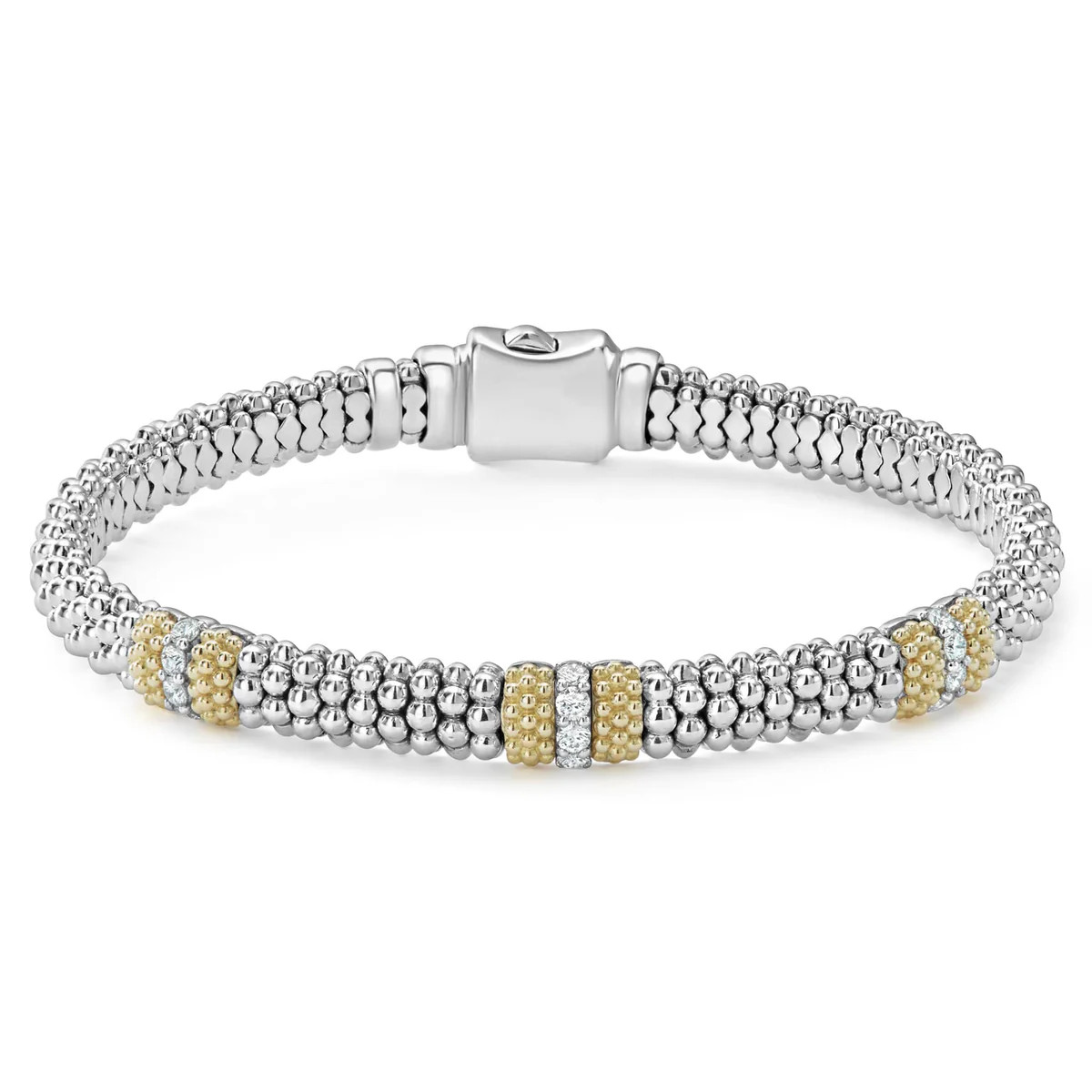 Three Station Diamond Caviar Bracelet | 6mm | LAGOS