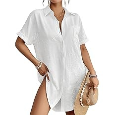 Bsubseach Women Swimsuit Coverup Shirt Dress Button Down Bathing Suit Cover Up Beach Vacation Out... | Amazon (US)