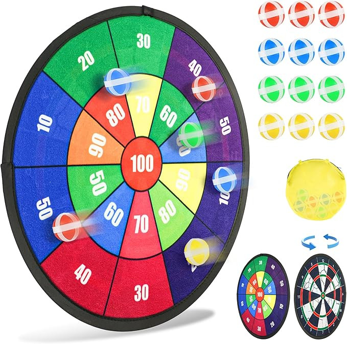 BELLOCHIDDO Double Sided Dart Board for Kids, Toys for 3 4 5 6 7 8 9 10 11 12 Years Old Boys with... | Amazon (US)