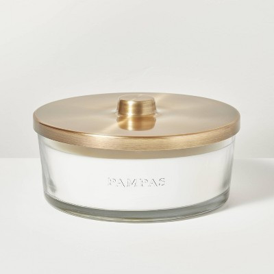 5-Wick Clear Glass Pampas Knob-Lid Jar Candle White 28oz - Hearth & Hand™ with Magnolia: Soy Blend, 40hr Burn Time | Target