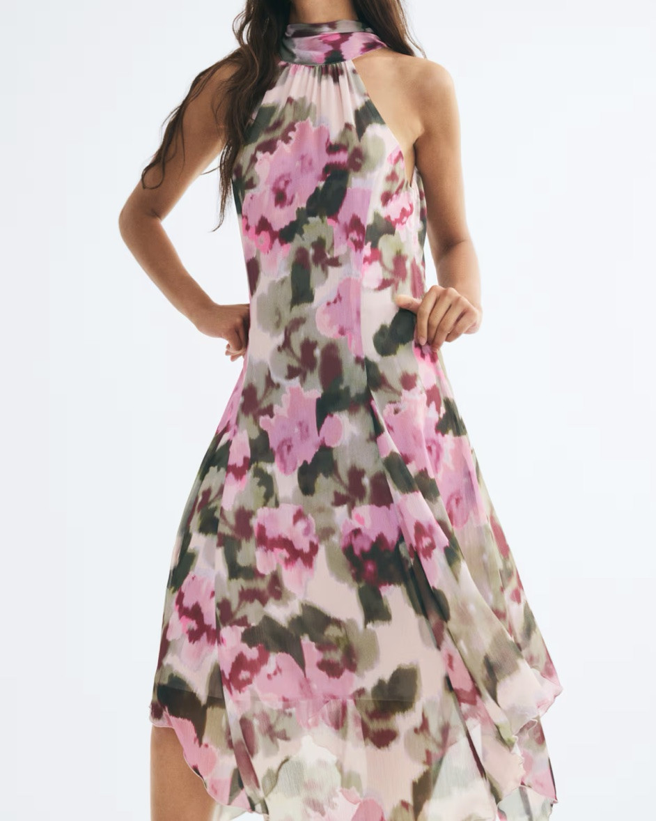 Floral halter midi dress 
Wedding guest dress

#LTKSeasonal