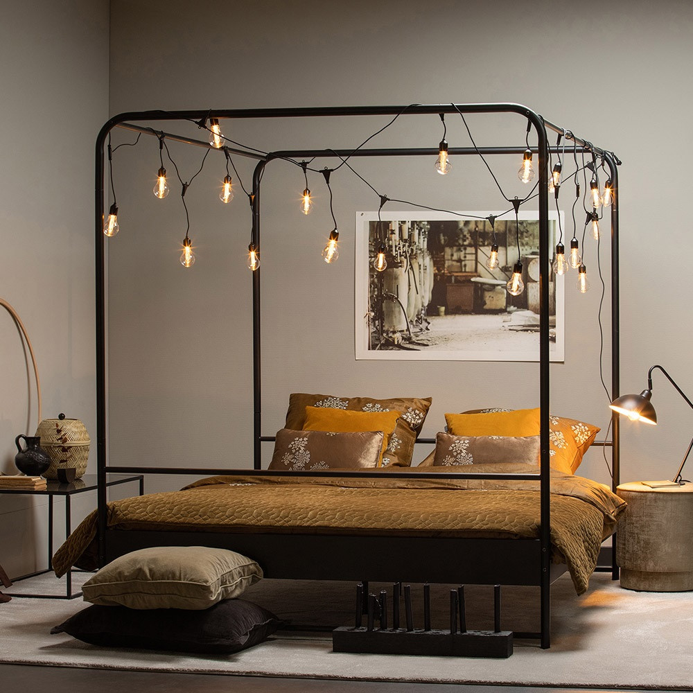 Woood Kingsize Black Metal Four Poster Bed | Cuckooland