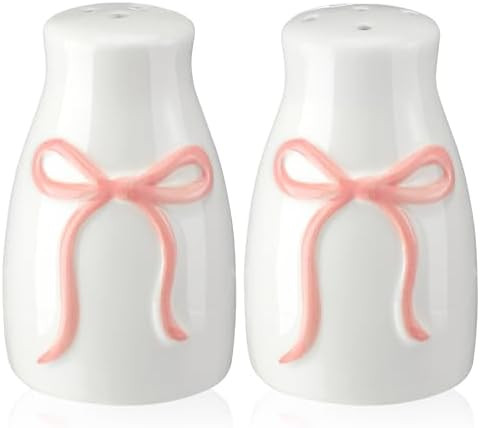 2 Pcs Pink Bow Salt and Pepper Shakers Ceramic Salt and Pepper Shakers Set for Coquette Pink Kitc... | Amazon (US)