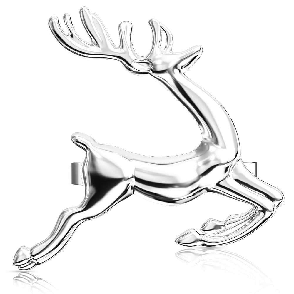 ZeeDix Silver Reindeer Christmas Napkin Rings Set of 6, Napkin Holder Ring for Christmas Dinner T... | Amazon (US)