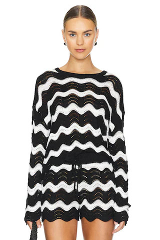 BEACH RIOT Beach Sweater in Black & White Tides from Revolve.com | Revolve Clothing (Global)
