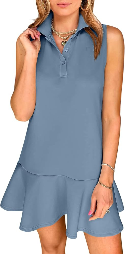 ANRABESS Womens Summer Mini Dresses Polo Sleeveless Shift Short Dress Tennis Golf Athletic Casual... | Amazon (US)