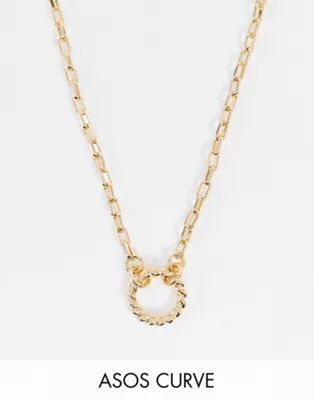 ASOS DESIGN Curve necklace with circle pendant in gold tone | ASOS | ASOS (Global)