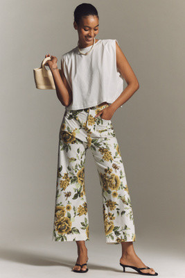 The Colette Printed Linen Blend Crop Wide-Leg Pants by Maeve | Anthropologie (US)
