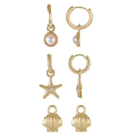 Time and Tru Interchangeable Goldtone Earring Charm Set, Star, 5 Pairs | Walmart (US)