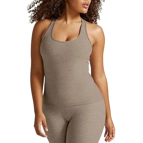 Women's Beyond Yoga Step Up Racerback Scoop Neck Tank Top 1X Birch Heather | Scheels