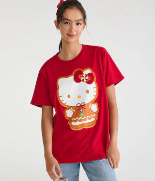 Hello Kitty | Aero Gingerbread Boyfriend Graphic Tee | Aeropostale