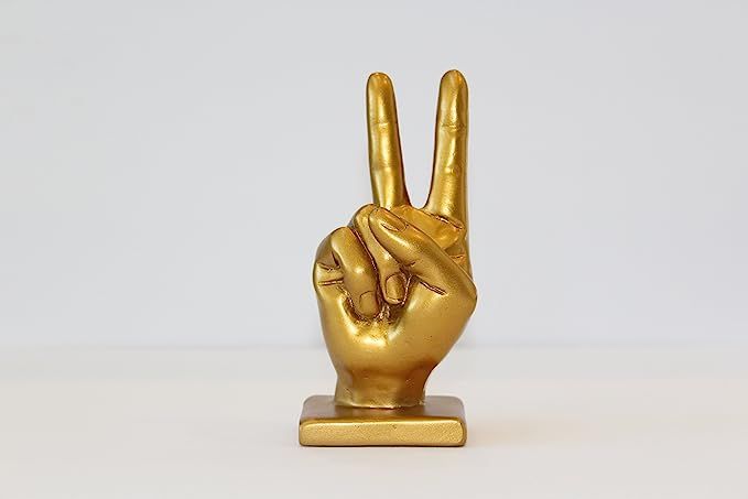 eladitems Peace Sign Hand Symbol Sculpture Gold | Amazon (US)