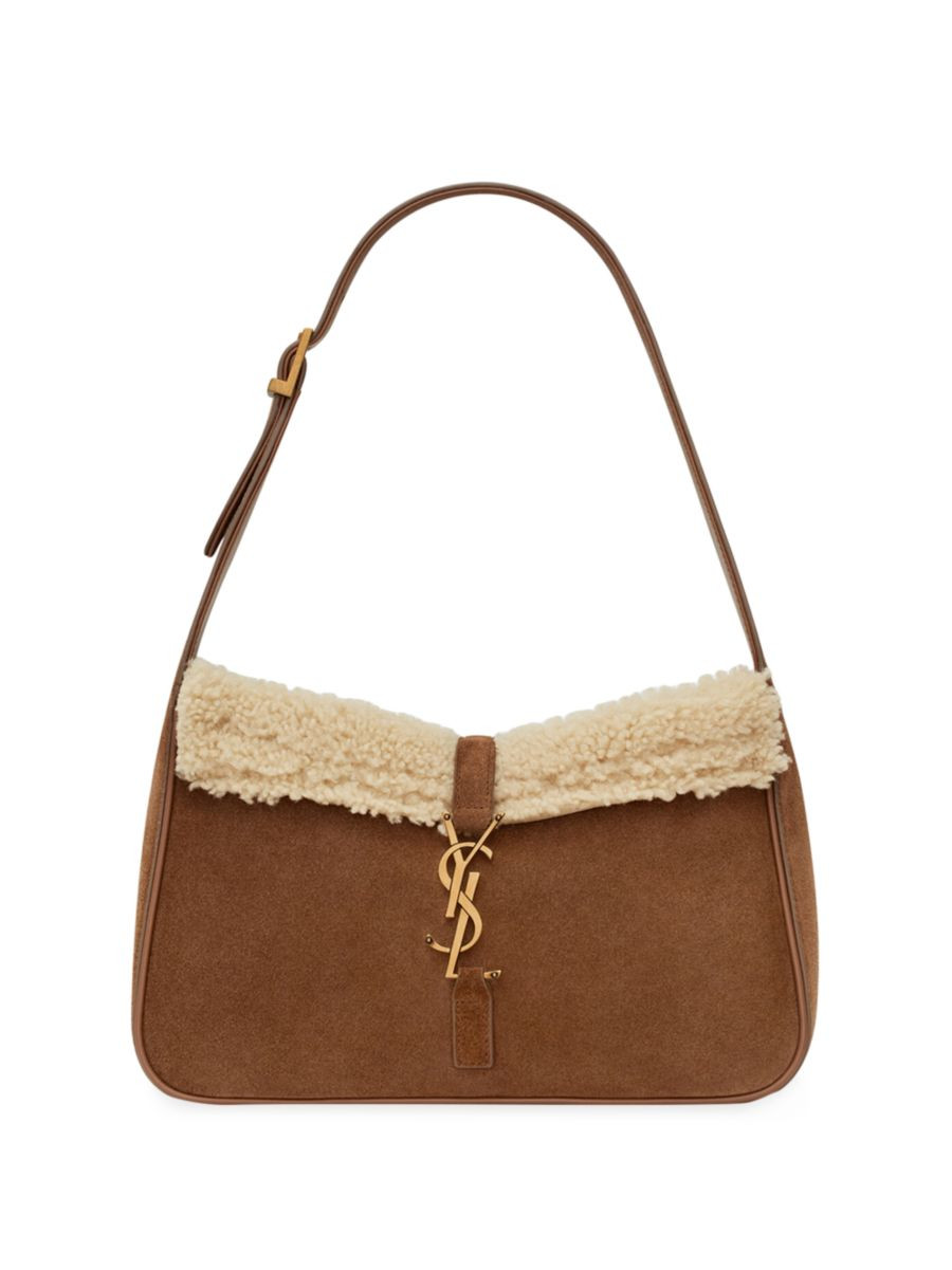 Saint Laurent Le 5 A 7 Hobo Bag in Suede and Shearling | Saks Fifth Avenue