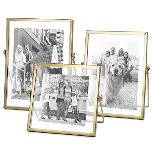 AceList Set of 3 Glass Photo Frame Collection Simple Metal Geometric Picture Frame with Glass Cover Includes 4"" x 4"", 4"" x 6"", 5"" x 7"" | Amazon (US)