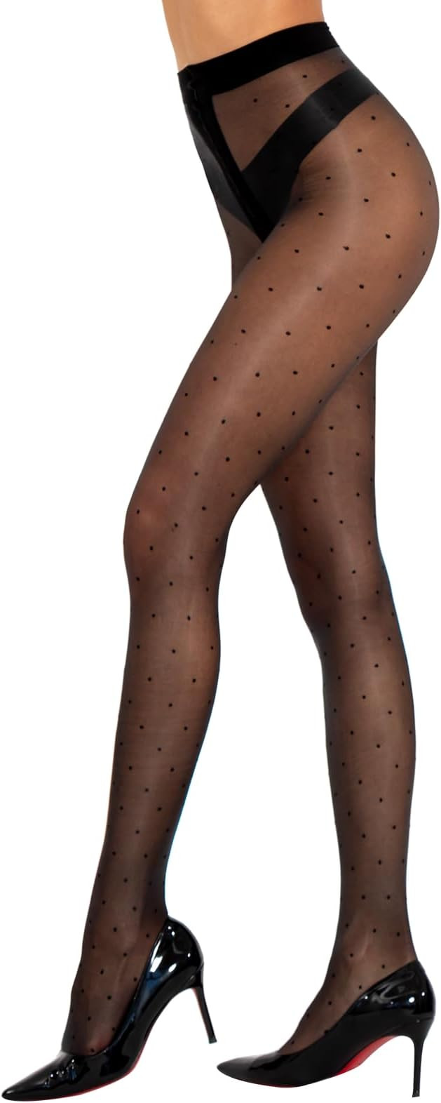 Yilanmy Women's Polka Dot Shimmer Tights Shiny Glossy Sheer Pantyhose High Waist Patterned Stocki... | Amazon (US)