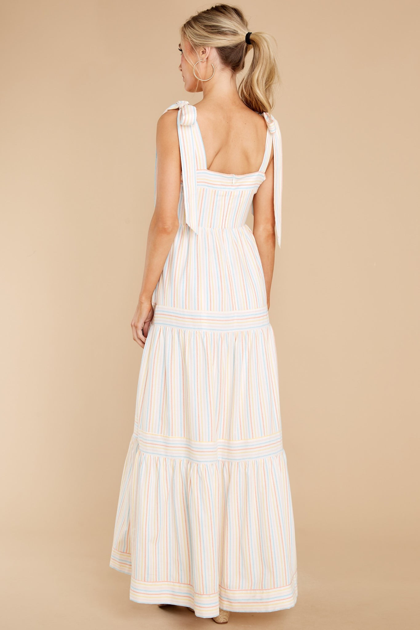Head In The Clouds White Multi Striped Maxi Dress | Red Dress 