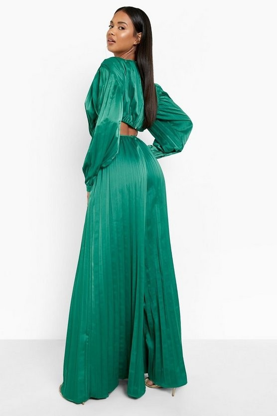 Pleated Cut Out Wide Leg Jumpsuit | Boohoo.com (US & CA)