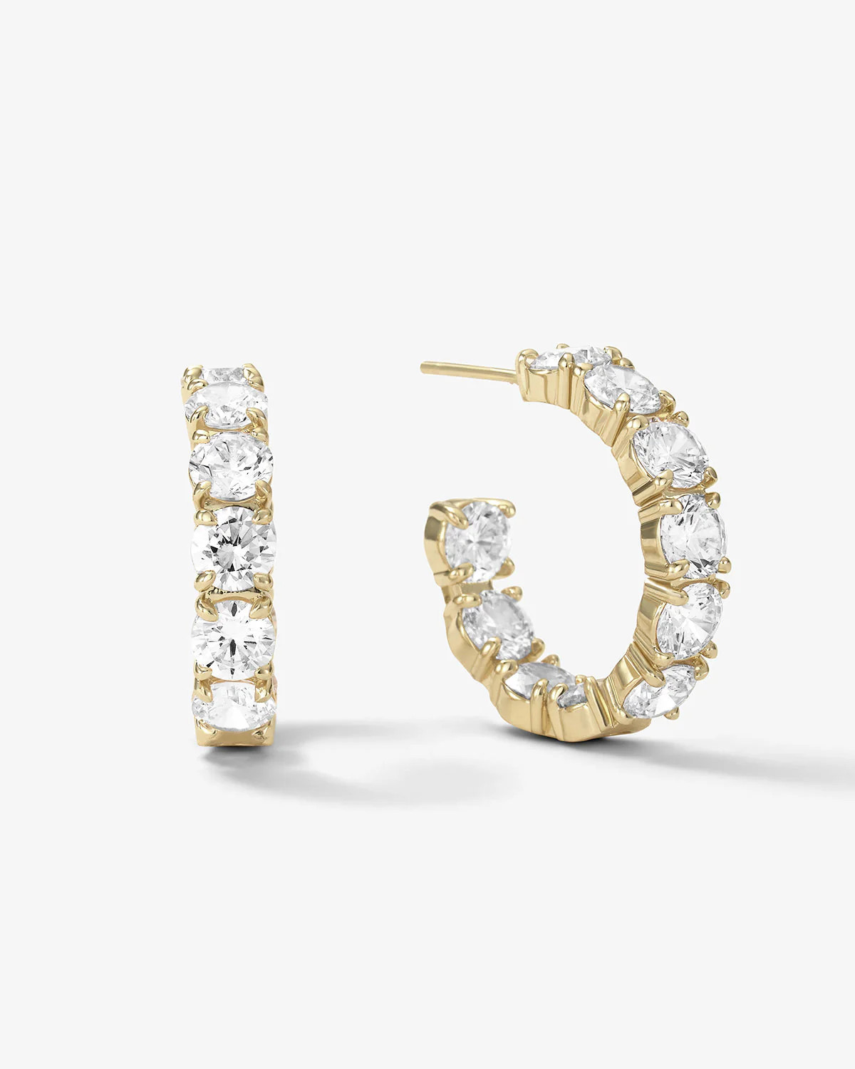 "Oh SHE Fancy" Hoops 1" - Gold|White Diamondettes | Melinda Maria