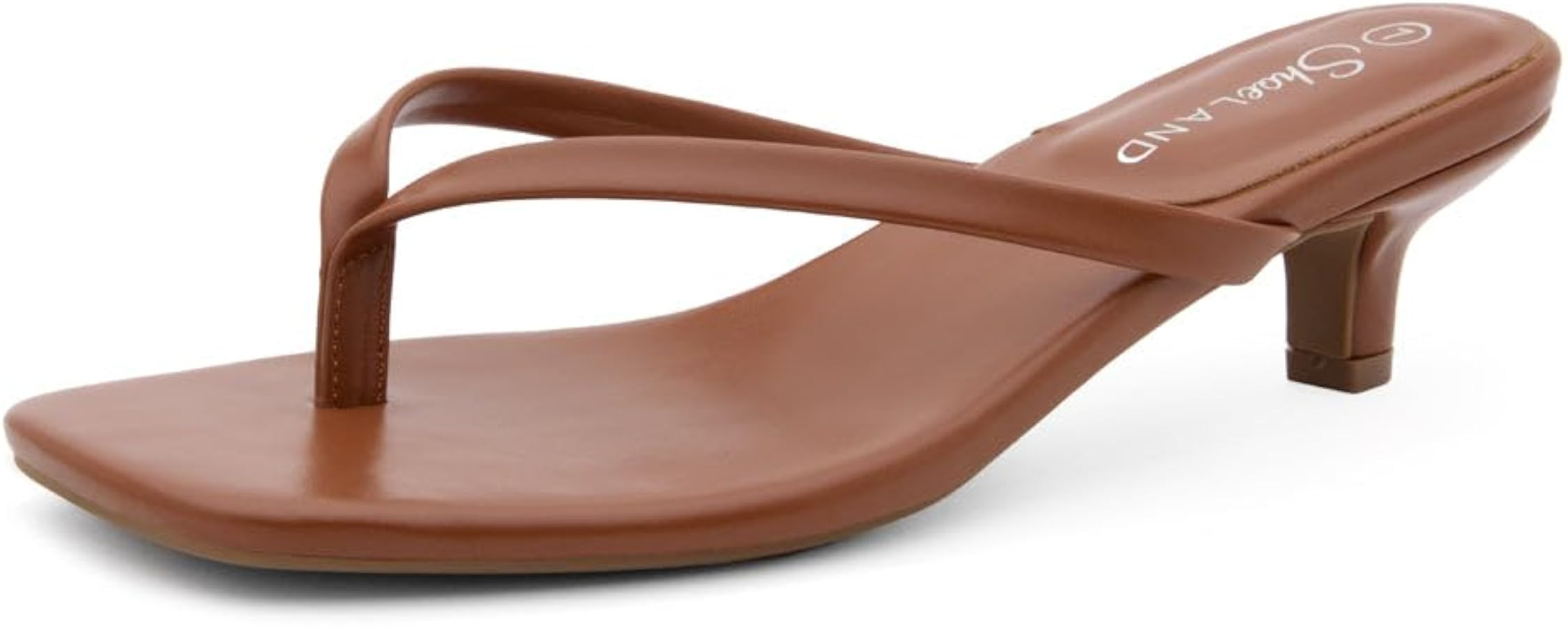 Shoe Land Kitten Heels for Women Square Open Toe Flip Flop Heels 1.75 Inch Low Heeled Sandals Sli... | Amazon (US)