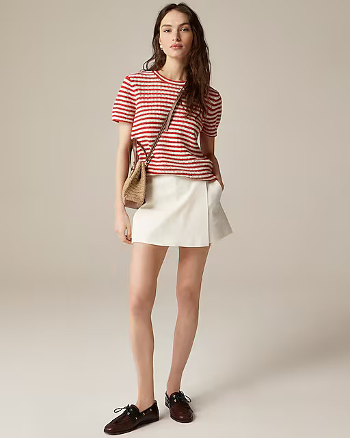 Wrap-front skort in bi-stretch cotton blend | J. Crew US