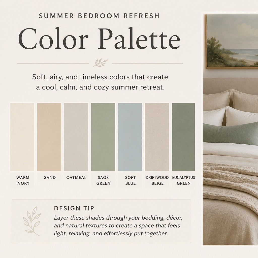 The easiest way to make your bedroom feel cooler this summer? A softer color palette. 🤍

Warm ivory, sand, oatmeal, sage green, eucalyptus, and soft coastal blues create a timeless, peaceful retreat you’ll never want to leave.

I’m sharing all of my favorite bedding, throw pillows, décor, and furniture inspired by this calming palette.

#LTKHome #ColorPalette #BedroomDecor #NeutralDecor #CoastalStyle #HomeRefresh #SummerDecor #BedroomIdeas #HomeInspiration #SandalwoodAndSerenity

#LTKSeasonal #LTKOver40 #LTKHome