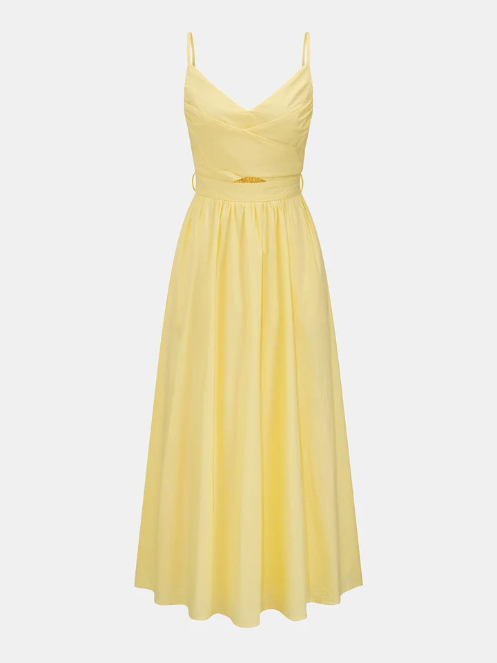 Waist Cutout Tie Back Maxi Slip Dress | Commense