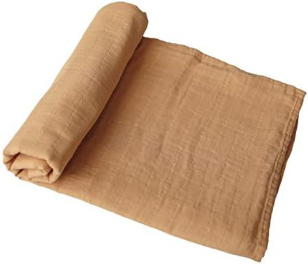 mushie Muslin Baby Swaddle Blanket | 100% Organic Cotton (Fall Yellow) | Amazon (US)
