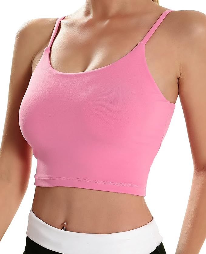 ECOPARTY Sports Bras for Women Quick-Dry Padded Wirefree Workout Crop Cute Tank Tops Camisole Yog... | Amazon (US)