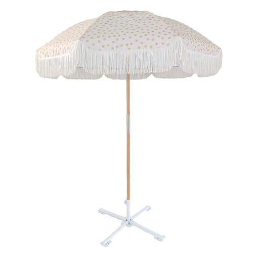 DMVWJR Holiday Beach Umbrellas, Uv Protection Portable Fringe Patio Umbrella For Travel, Angle Adjustable Polka Dot Tassel Picnic Umbrella For Patio Garden Pool Backyard - 5.9ft | Amazon (US)