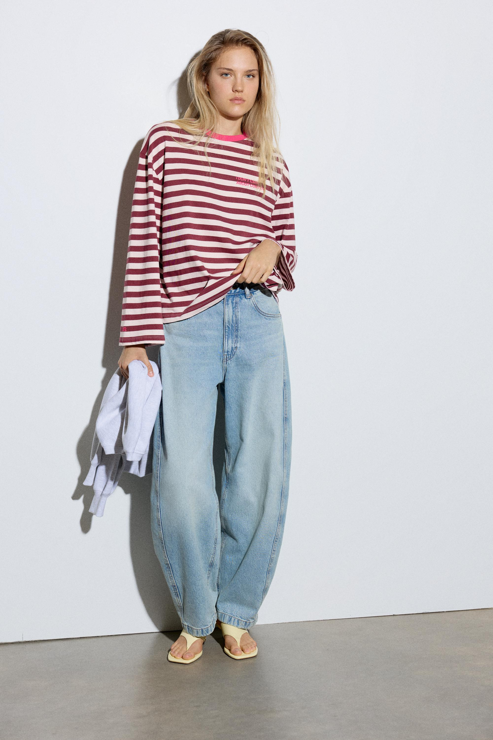 Oversize striped slogan T-shirt | Pull&Bear United Kingdom | PULL and BEAR UK