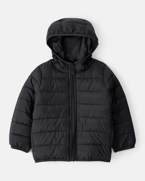 Toddler Packable Hooded Puffer Jacket - Black | Carter's Inc