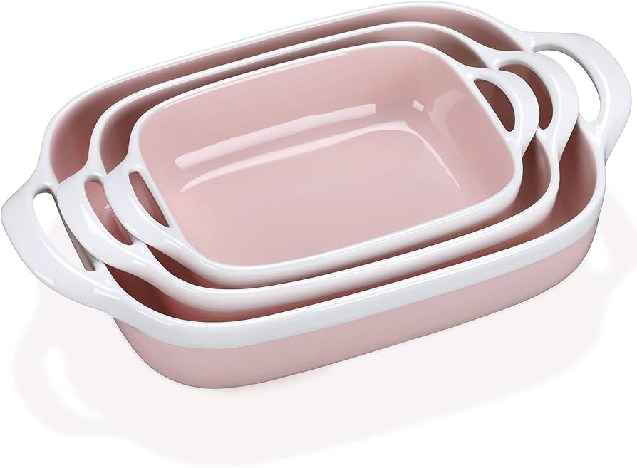Casserole Dishes for Oven, LOVECASA Ceramic Baking Dishes Set of 3, Rectangular Lasagna Pans Deep... | Amazon (US)