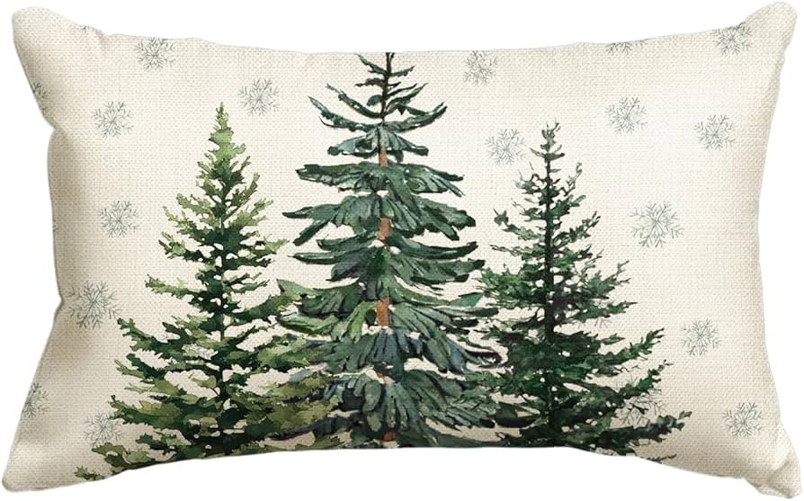 AVOIN colorlife Christmas Trees Snowflake Throw Pillow Cover, 12 x 20 Inch Winter Holiday Cushion... | Amazon (US)