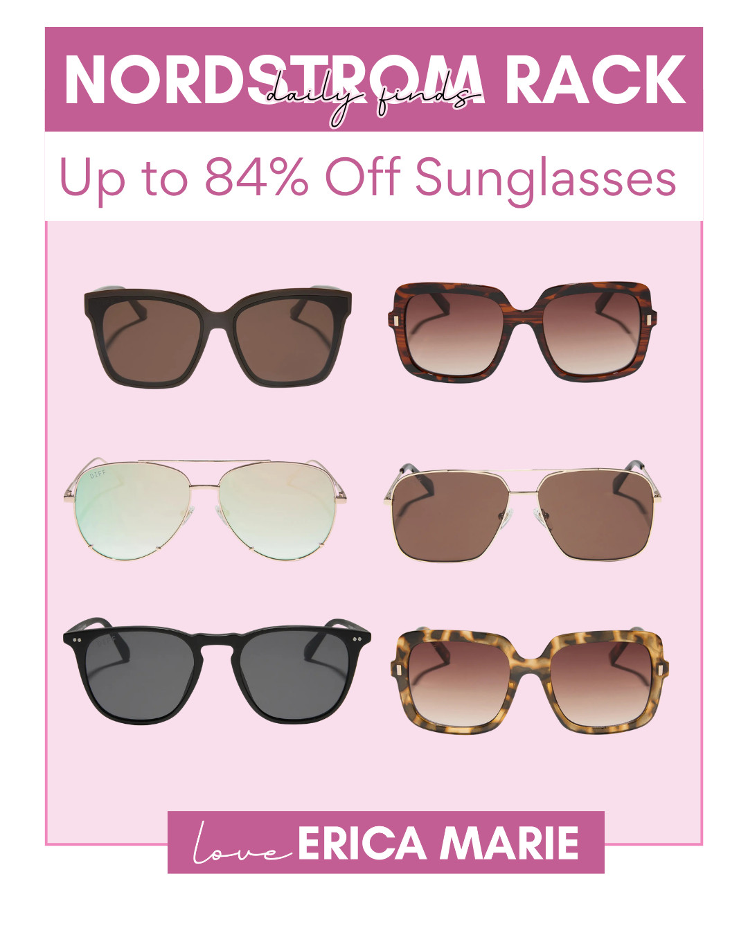 Nordstrom Rack is currently having a huge sale with up to 84% off select sunglasses. Perfect time to grab a new pair for the season. 

 #LTKOver40 #LTKSaleAlert #LTKTravel