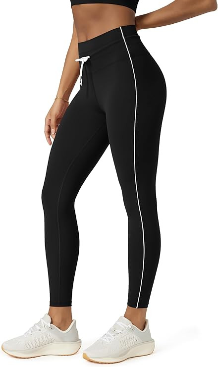 ODODOS Women's Drawstring Tie Leggings 25" / 28" High Waist Workout Yoga Pants | Amazon (US)