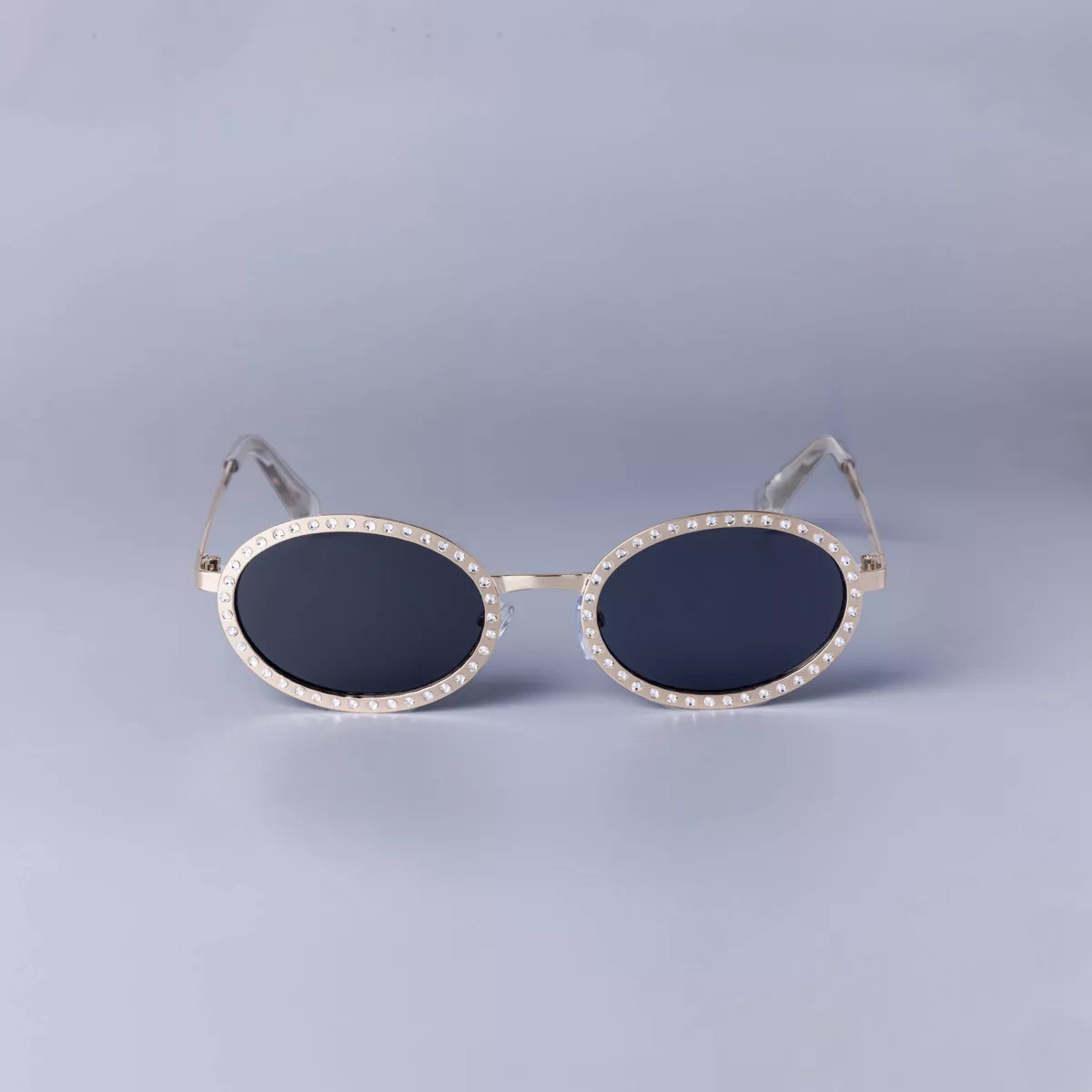 Women's Oval Crystal Embellished Frame Sunglasses - A New Day™ Gold: Medium Fit, UV Protection,... | Target