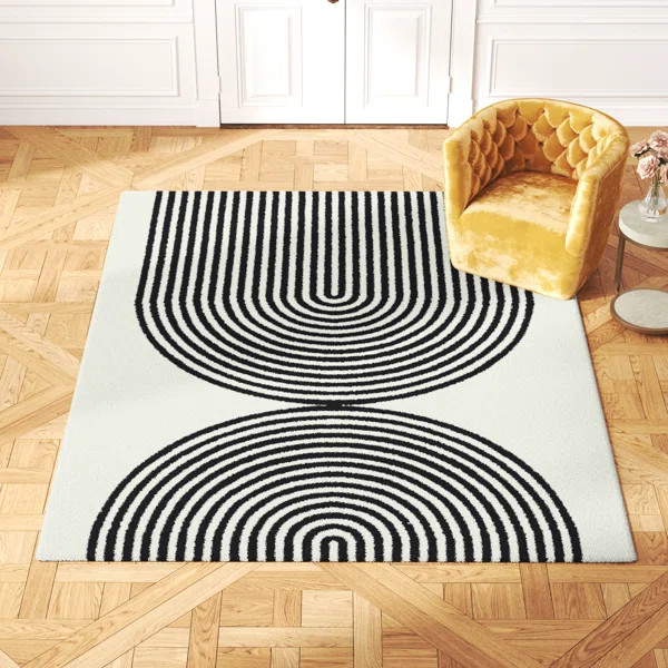 Valeria Geometric Black/Beige Area Rug | Wayfair Professional