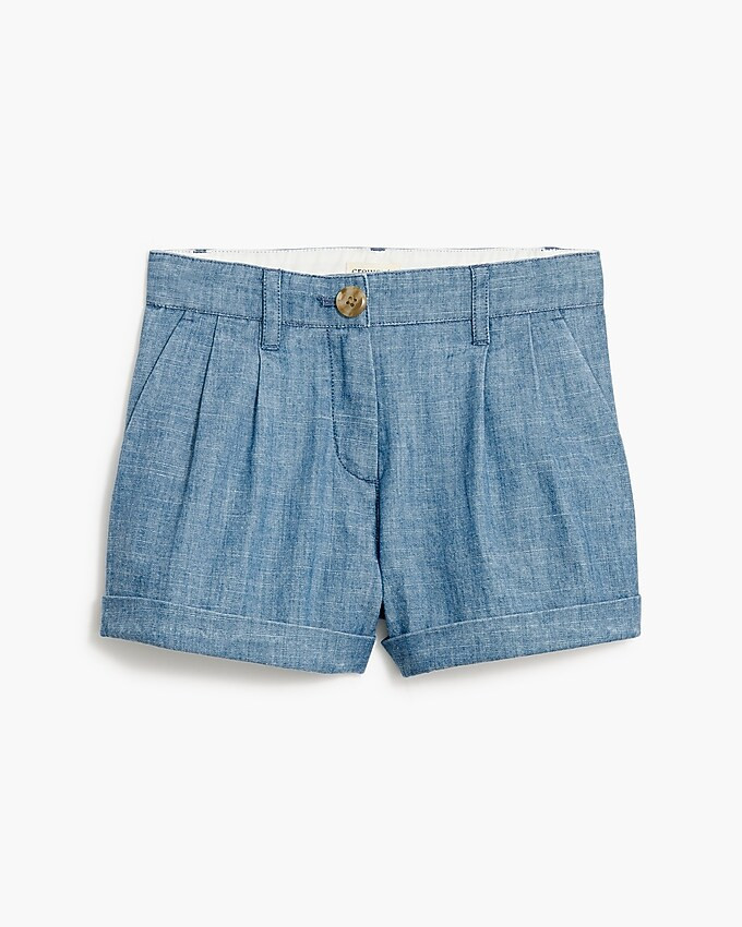 Girls' chambray pleated short | J.Crew Factory
