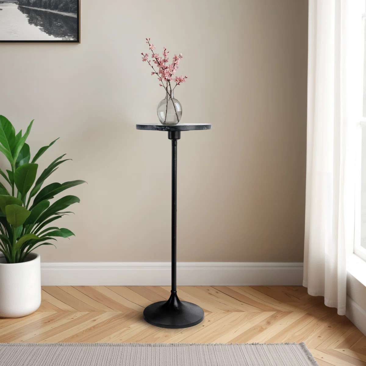 Jackins Luxury Marble End Table, Tall Round Marble & Metal Side Table Modern Accent Table or Drink Table For Living Room, Bedroom, 27” | Wayfair North America